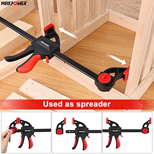 Ratchet Bar Clamps Set for Woodworking, MAXPOWER 4PCs Quick Release Carpenter Clamps Set Quick-Grip F Woodworking Clamps - 2 Pieces x 300mm and 2 Pieces x 600mm