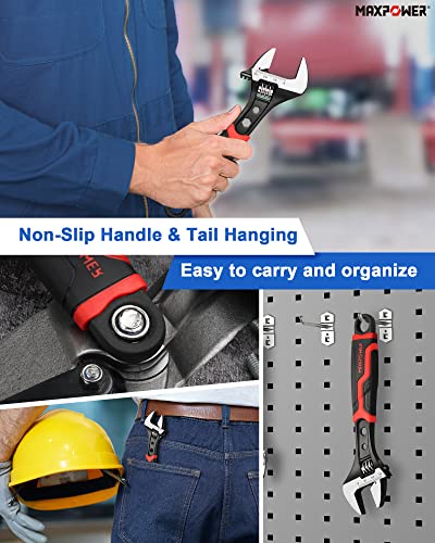 MAXPOWER Adjustable Wrench 200mm, 3-in-1 Small Adjustable Spanner with MAX Opening Capacity 30mm & Soft Rubber Grip Handle